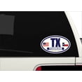 thumbnail image 2 of Flag of Texas / American Flag Oval 3M Vinyl Bumper Sticker Decal | Navy & Gold Texarkana, TX Sticker Vinyl Decal, 2 of 3