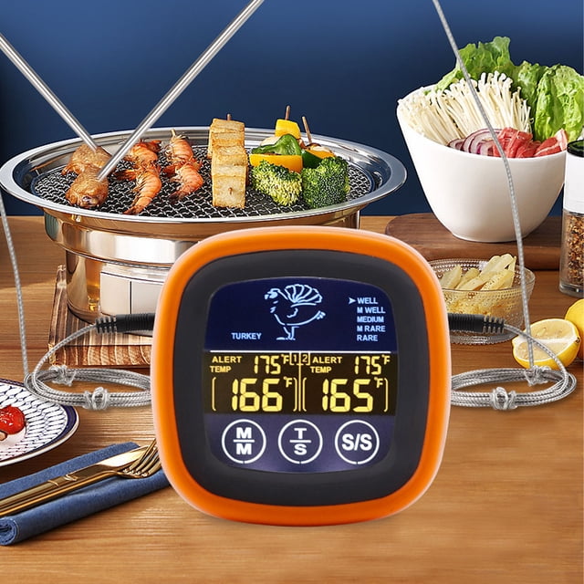 Digital Meat , 2 Probes Touchscreen 0 To 300 degrees Celsius Meat for Turkey