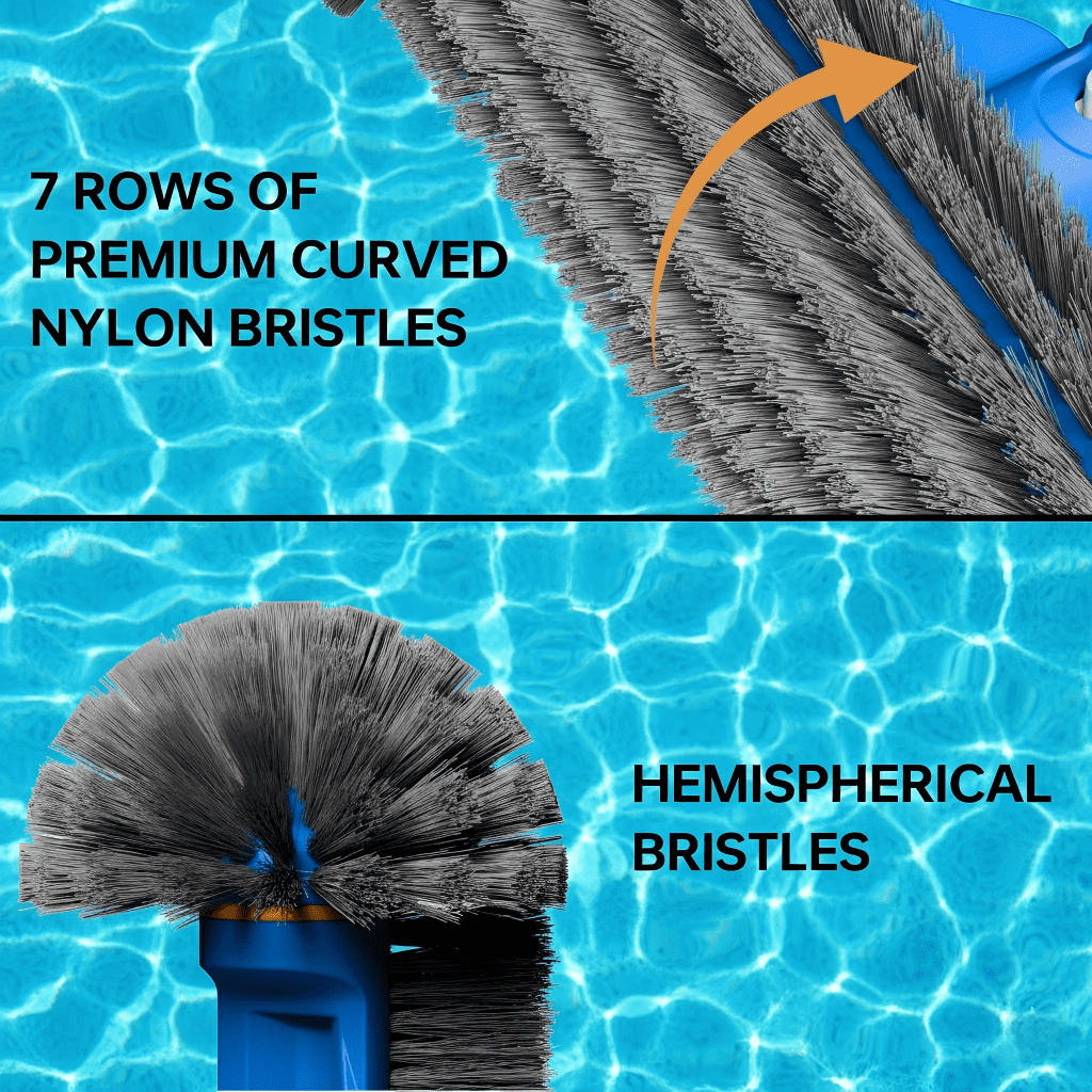 WaterJingle 3-in-1 Pool Cleaning Kit with 70.5" Adjustable Pole, Semi-Deep Skimmer Net & 12" Round Brush - Heavy Duty Maintenance Set for Above Ground Pools