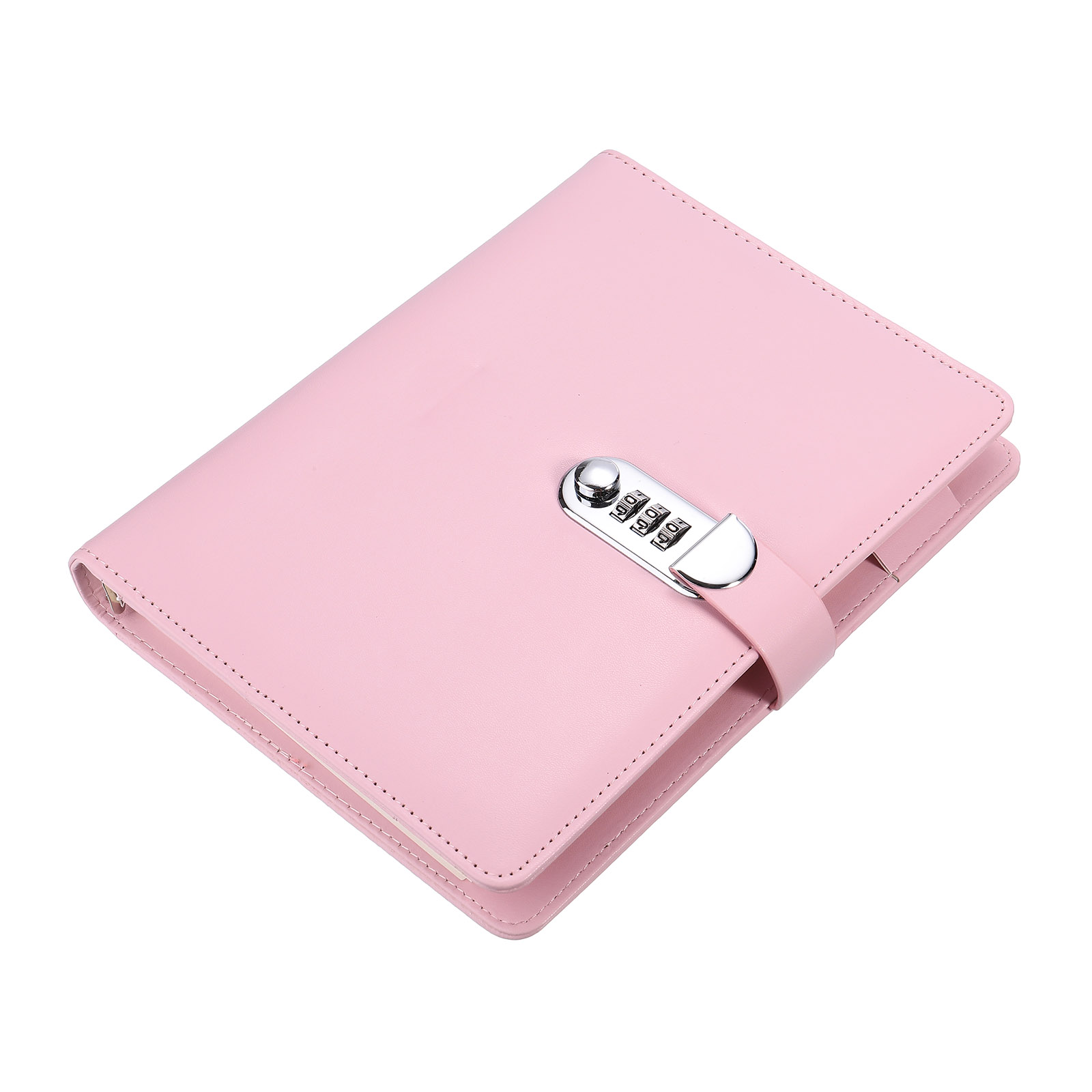 Unique Bargains Diary with Lock Journal Cute Notebook with Pen Card Slot A5 Pink