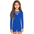 thumbnail image 3 of Haitryli Kids Girls Gymnastics Leotard Long Sleeve Ballet Dance Bodysuit Biketard Tumbling Unitard with Shorts Royal Blue 4, 3 of 6