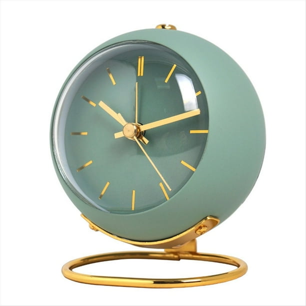Relojes Despertadores, Retroiluminación Retro, Diseño Simple, Pequeño Reloj de Escritorio con Luz , Silencioso, Sin Tictac, Funciona con Pilas, Verde