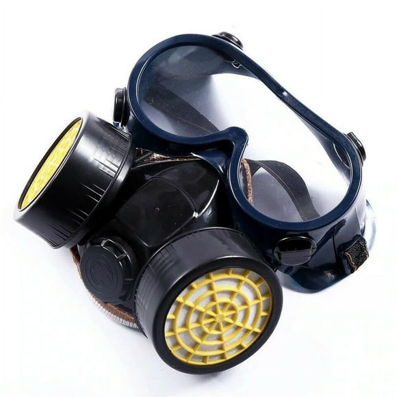 Emergency Survival Safety Respiratory Gas Mask Goggles &2 Dual Protection Filter