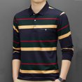 thumbnail image 5 of Fnnxeal Mens Polo Shirts Button Striped Collared Long Sleeve Casual Fall Winter Green Polo Shirts for Men Size XL, 5 of 9
