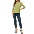 thumbnail image 2 of INSPIRE CHIC Women's Round Neck Casual Blouses Lace Floral Long Sleeve Chiffon Tops XL Pea Green, 2 of 6