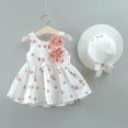 thumbnail image 5 of KONDYS Girls Elegant Dresses Kids Cherry Printed Baby With Hat Skirt Set Casual Beach Sundress for 18-24M, 5 of 5