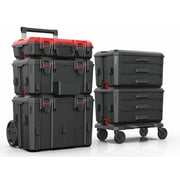Hyper Tough Hyper Stack Rolling Tool Storage Base Box, Black