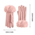 thumbnail image 4 of UTSJKR Faux Fur Full Finger Gloves Winter Knit Gloves Warm Fluffy Mittens Cable Knit Casual Solid Color Glove for Women Pink, 4 of 7