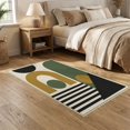 thumbnail image 2 of ODIKA 5'x7' Washable Area Rug Non-Slip, Low Pile, Stain Resistant Green Gold Geometric Artistic Elegant Abstract Design with Bold Contrasting for Guest Room, Lounge, Apartment, 2 of 7