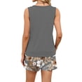 thumbnail image 6 of Floral Resort Wear Co-ord Set for Women - Sleeveless Square Neck Top & Drawstring Waist Shorts with Pockets, Trendy Summer Vacation Matching Outfit Dark Gray XL, 6 of 6