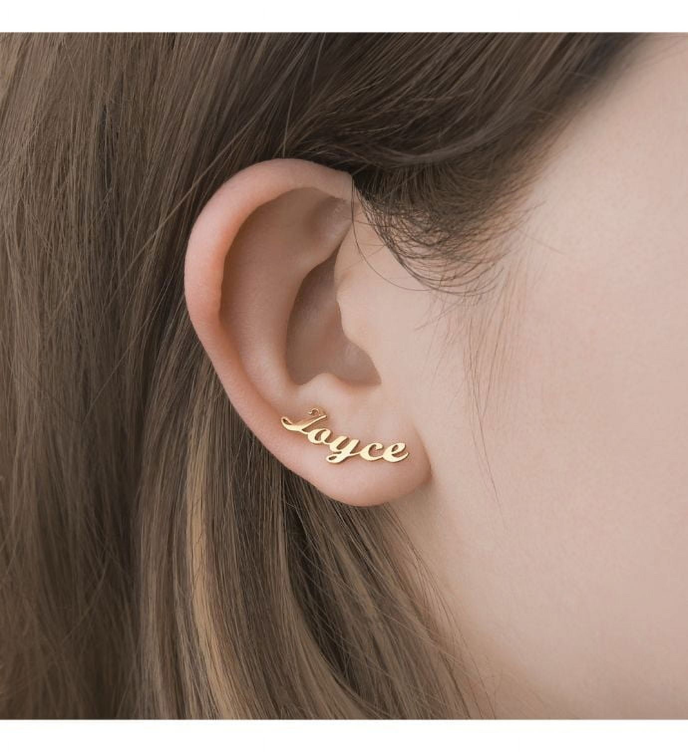 Anavia Personalized Sterling Silver Name Earring - Dainty Name Earring - Personalized Jewelry - Bridesmaid Gift for Her
