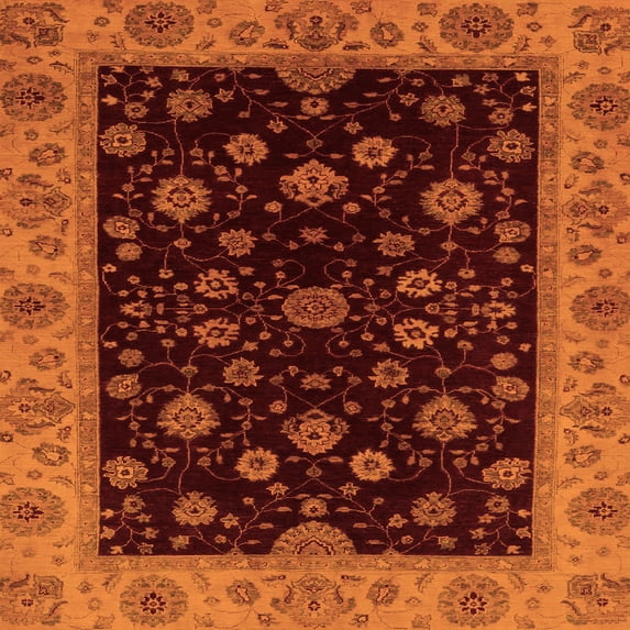Ahgly Company Indoor Square Abstract Orange Modern Area Rugs, 4' Square