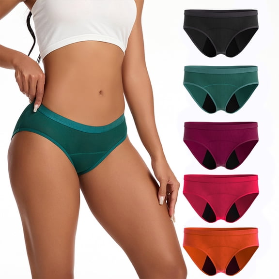 1 Piece Leak-Proof Period Panties for Women, Mid-Waist Cotton Menstrual Underwear with Absorbent Layer for Everyday Comfort & Security Army Green L