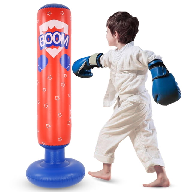 Saco de boxeo inflable para niños de 49,2 pulgadas, saco de boxeo independiente para niños de 4 a 12 años Nikou moderno