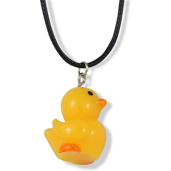 Emerald Park Jewelry Rubber Ducky Charm Black Rope Necklace