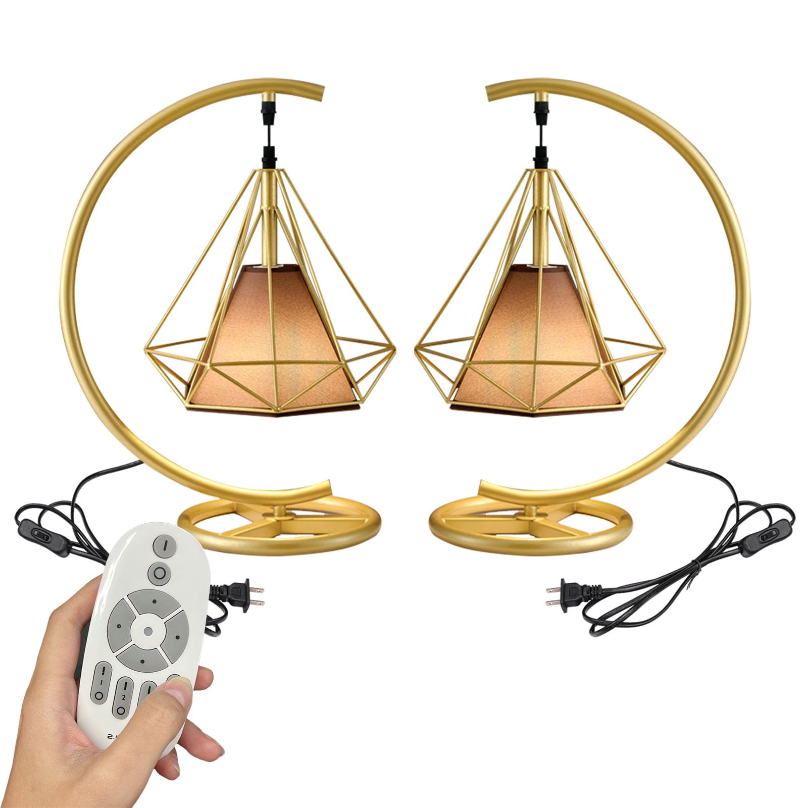 Kiven Modern Plug in Table Lamp, Dimmable Desk Lamp with Fabric