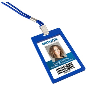 SICURIX Badge Holder - Vertical, Blue, 6 / Pack (Quantity)
