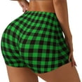 thumbnail image 2 of Fotbe Buffalo Plaid Green Black Seamless Shorts, Womens Workout Shorts High Waist Stretch Booty Short for Gym/Yoga/Running/Biking-, 2 of 9