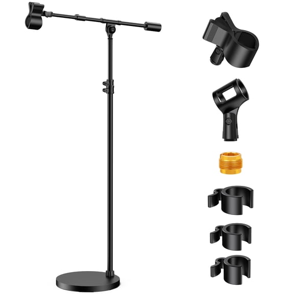 InnoGear Mic Stand Floor, Max Height 82.28" Microphone Stand Detachable Boom Mic Arm Stands with Weighted Base 2 Clips for Singing Stage