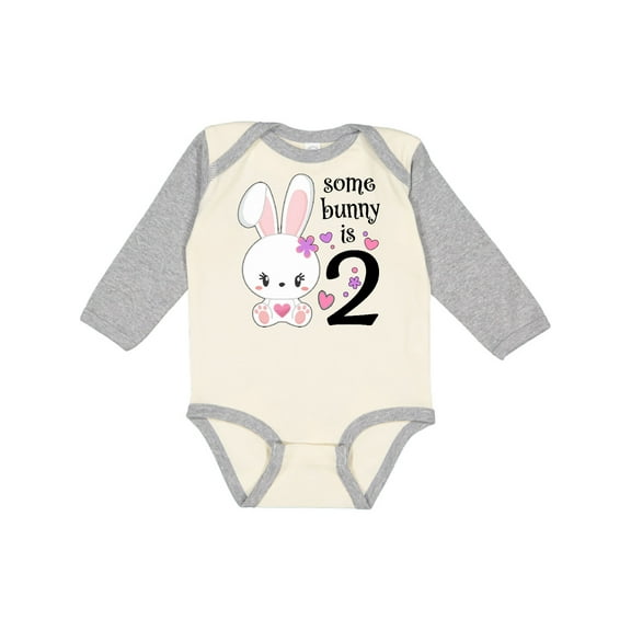 Inktastic Somebunny is Two-second Birthday Bunny Boys or Girls Long Sleeve Baby Bodysuit