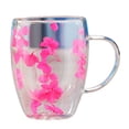 thumbnail image 1 of Cateissary Tazas de cristal de doble pared, taza de cristal de 350ml con mango, taza de té de flores secas para oficina en casa Mostrada D, 1 of 6