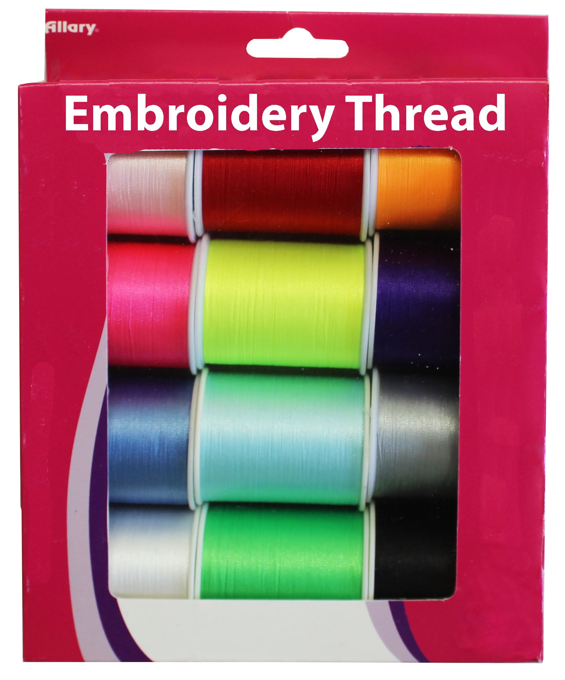 Allary  100% Polyester Embroidery Thread, Assorted Colors, 300 Yd. Spools, 12 Ct.