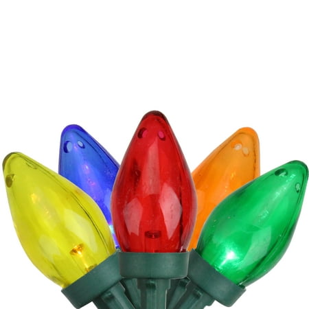50 Transparent Multi-Color LED C7 Christmas Lights - 20.5 ft Green (Best C7 Led Christmas Lights)
