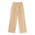 thumbnail image 4 of INHZOY Kids Girls Cargo Jogger Pants 4 Pockets Cotton Fashion Bottoms with Drawstring Khaki 6, 4 of 8