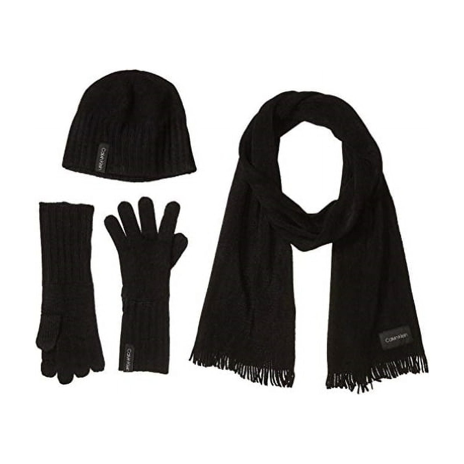 Calvin Klein 2-Piece Logo Beanie & Scarf Set - Black Beau