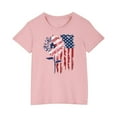 thumbnail image 2 of Kids American Flag Shirts Fashion Independence Day Patriotic T-Shirt Boys Girls Cute Round Neck Short Sleeve Cotton Tees Pink 7-8 Years, 2 of 7