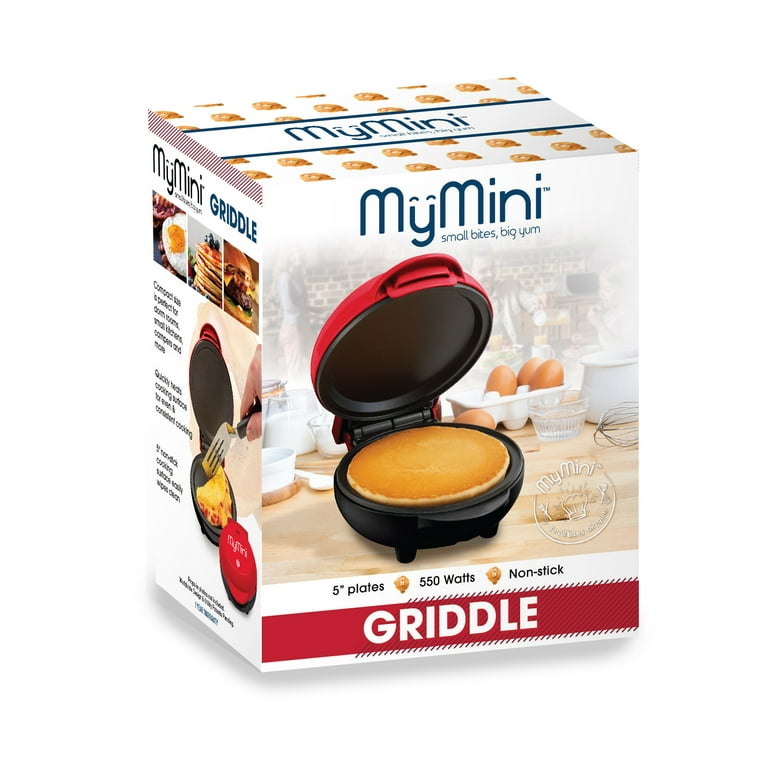 Nostalgia My Mini Griddle 5” Nonstick Cooking Surface - Compact, Red