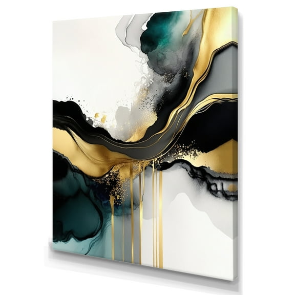 Designart Abstract Geode Marble White And Gold V Canvas Wall Art