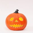 thumbnail image 3 of Round Eyed Jack O Lantern Pumpkin, Jagged Grin Pumpkin LED Light, Halloween Pumpkin Figurine for Mantel Table Covered Porch Indoor Fall Seasonal Home Decor, 3 of 7