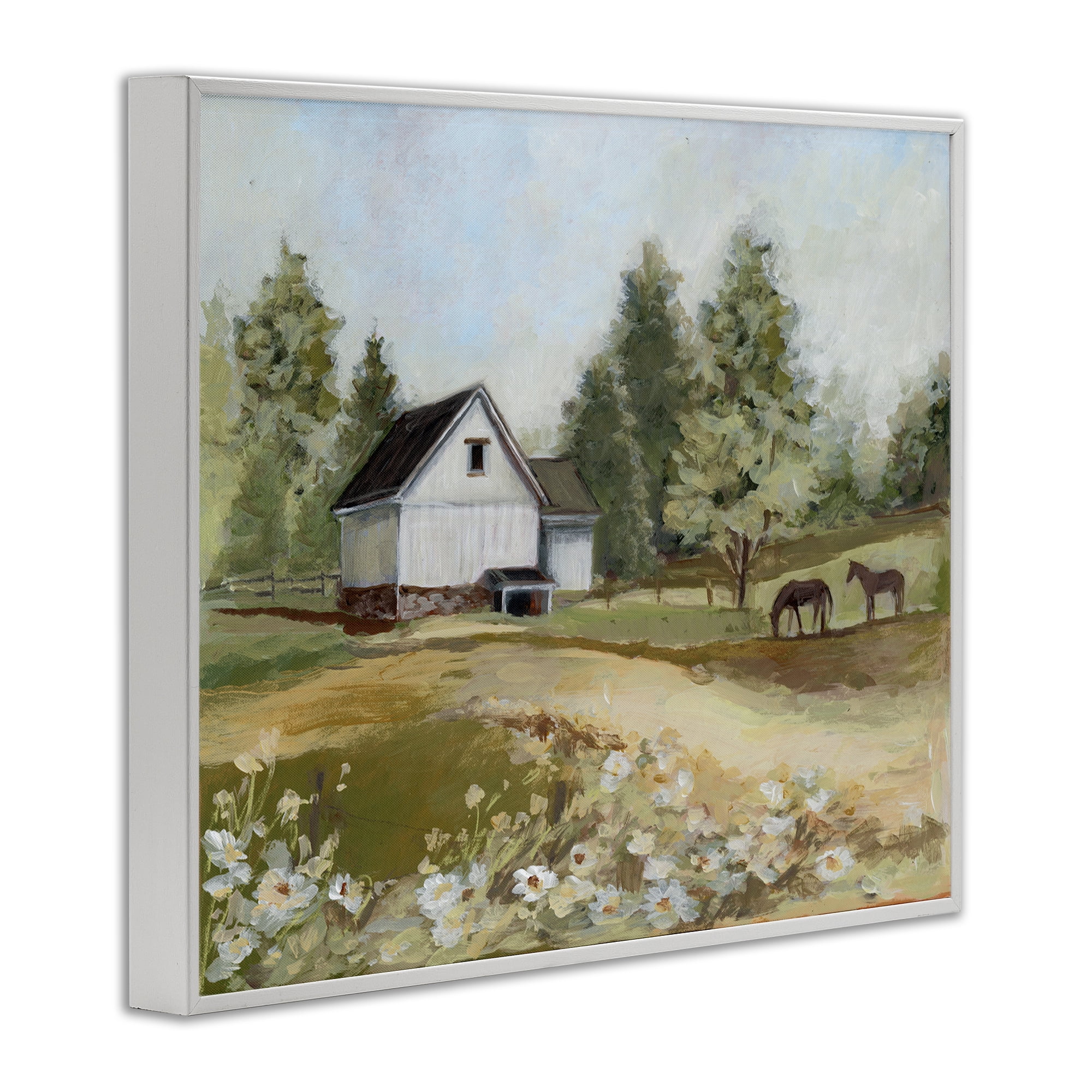 Stupell Industries Barn Field Landscape White Framed Giclee Art, design by Susan Winget