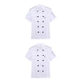 thumbnail image 2 of Chaqueta de cocinero de manga corta Matsuzay uniforme de cocina transpirable agradable a la piel Blanco M 2piezas, 2 of 6