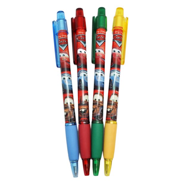 Disney Pixar's Cars Assorted Color Clicky Ballpoint Pens (4 Pens, Black
