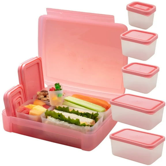 Bentology Bento Lunch Box Set w 5 Removable Nesting Containers- Adaptable Inner Compartment Portion Sizes- Meal Prep Snack Holders for Back to School, Leak Proof Durable & BPA Free- Dishwasher Safe