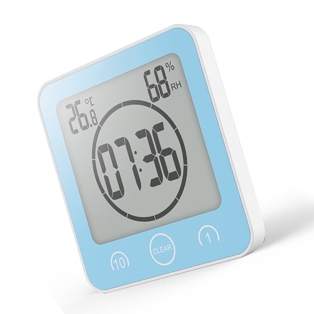 Bathroom Clock, LCD Digital Shower Clock Waterproof Touch Control