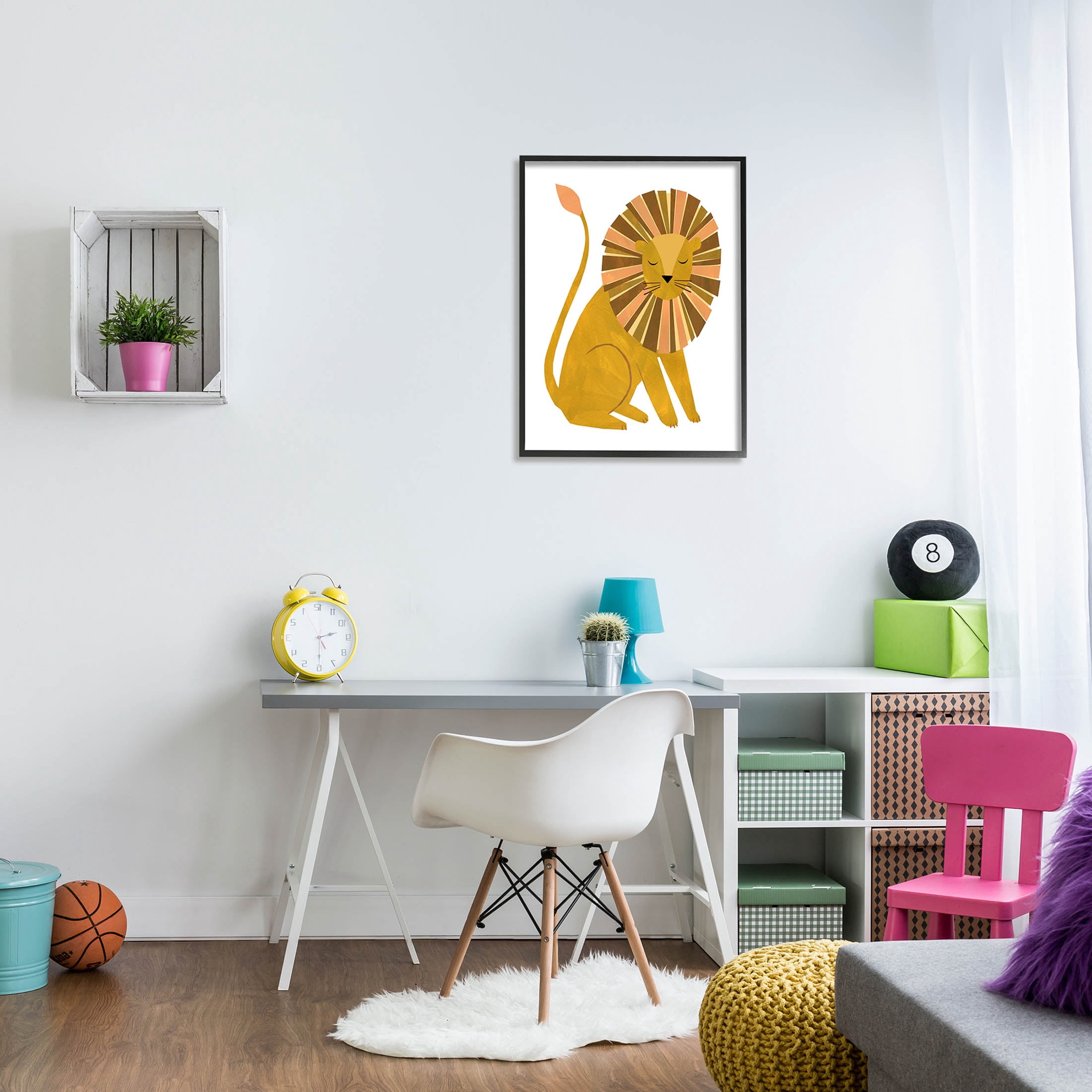 Stupell Industries Fun Lion Mane Wildlife Graphic Art Black Framed Art Print Wall Art, Design by Emily Kopcik