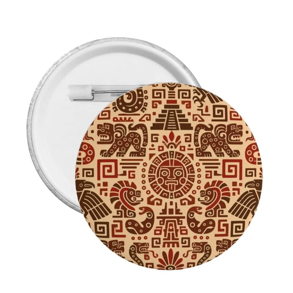 Traditional Pre-Columbian Aesthetic Design Round Button Pin Badge 5PCS Pinback Buttons Lapel Pin for Jacket, Backpack, Hat, Party Favor, Gift