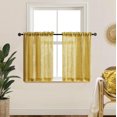 thumbnail image 1 of Mustard Gold Yellow Curtains for Spring Bedroom Small Window 2 Panels Rod Pocket Semi Sheer Cafe Fall Curtains for Kitchen Bathroom Living Room 24 Inch Length, 1 of 4