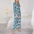 thumbnail image 3 of Yiaed Daisies Flowers Print Pajamas Women's Long Sleeve Sleepwear Soft Button Down Loungewear Pjs Lounge Set Nightwear Womens Pajama Pants-Large, 3 of 7