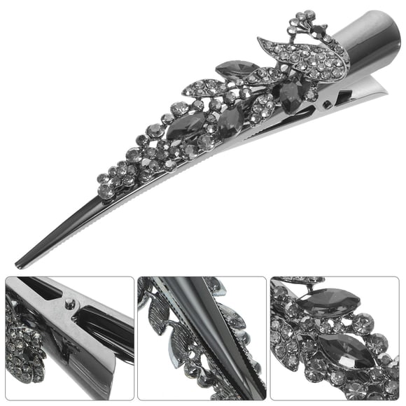 QUMIIRITY Barrette De Cristal Gris Para Con Clip Cocodrilo Resistente Y Ligero Para Tipo De