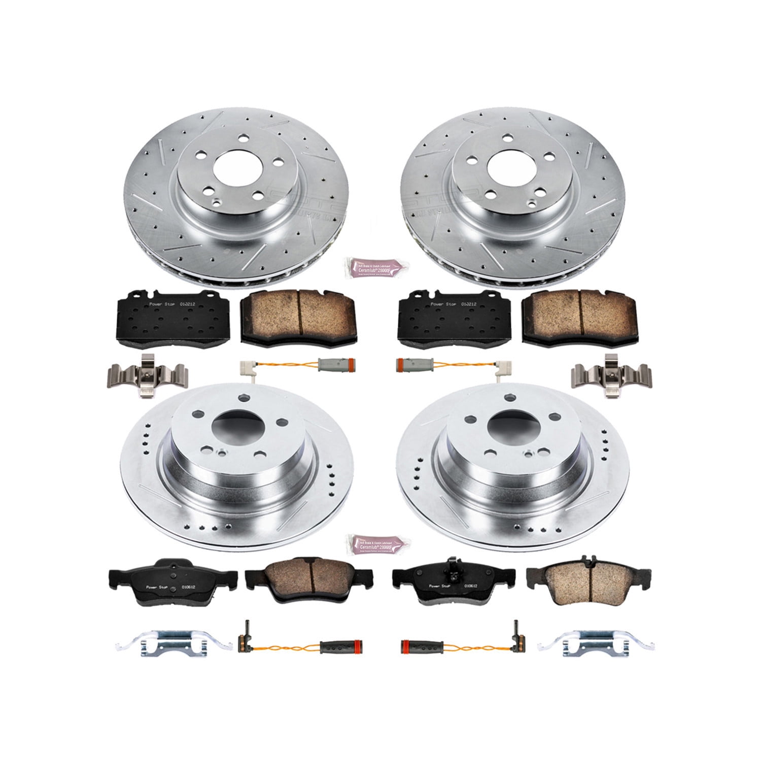 Power Stop Front and Rear Brake Kit with Drilled & Slotted Rotors and Ceramic Brake Pads K4512