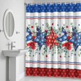 thumbnail image 5 of Independence Day Star Shower Curtain for Bathroom Decor, Farm Red Blue White Star Eucalyptus Leaves Waterproof Fabric Shower Curtain, 66"x72" Set with 12 Hooks, 5 of 9