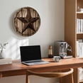 thumbnail image 6 of Wall Clock 10 Inch Vintage Western Stars Round Silent Decorative Wall Clocks Battery Operated for Living Room Bedroom Kitchen Classroom Decor, Brown Farmhouse Wood Texture,Small, 6 of 7
