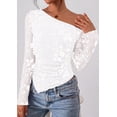 thumbnail image 4 of PRETTYGARDEN Womens Fall Trendy Off Shoulder Y2k Tops Tie Dye Mesh Long Sleeve Shirts Asymmetrical Ruched Floral Blouse, 4 of 8
