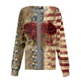 thumbnail image 3 of Bbyeadc Oversize 250th Anniversary Long Sleeve Shirts for Women Gift United States Flag Button Shirt Round Neck Button Shirt Fashion Going Out Tee,Wine(L), 3 of 5