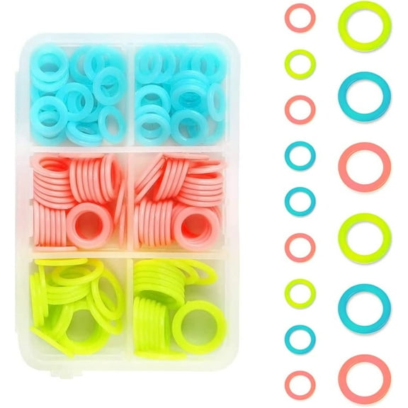 Loom Knitting Markers Ring Box - 180Pcs Small Ring Stitch Markers for Crocheting Locking Storage Box - DIY Craft Plastic Ring Kit for Sewing Knitting Accessories Stitch Crochet Markers