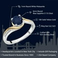 thumbnail image 2 of Gem Stone King 1.15 Cttw Blue Sapphire and White Moissanite Engagement Ring for Women | Gemstone Birthstone | 925 Sterling Silver and 10K Yellow Gold | Wedding Anniversary Promise Ring | Size 8, 2 of 4